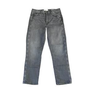 Current/Elliott Straight Leg Jeans Womens 32 Original Cigarette Black Luna Star